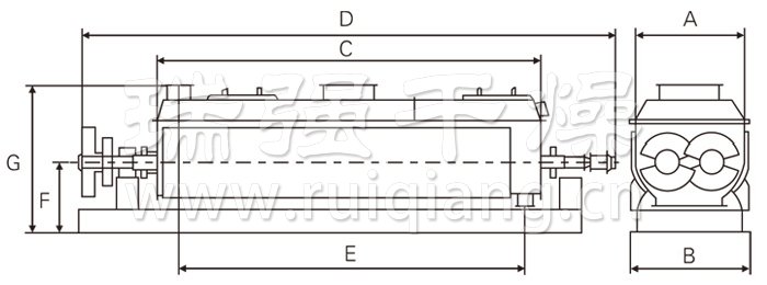 空心桨叶干燥机结构示意图